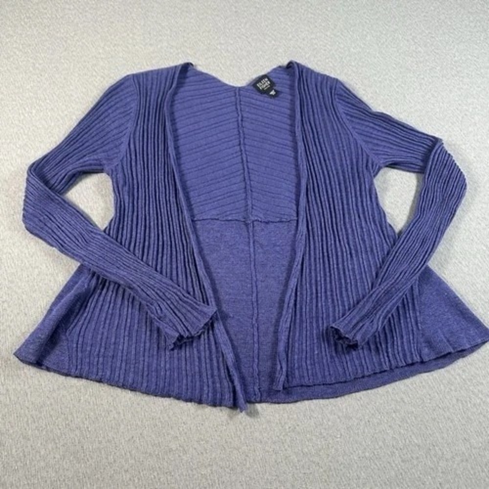 Eileen Fisher Cardigan Woman's Petite S Purple Open Front Linen Sweater Cottage